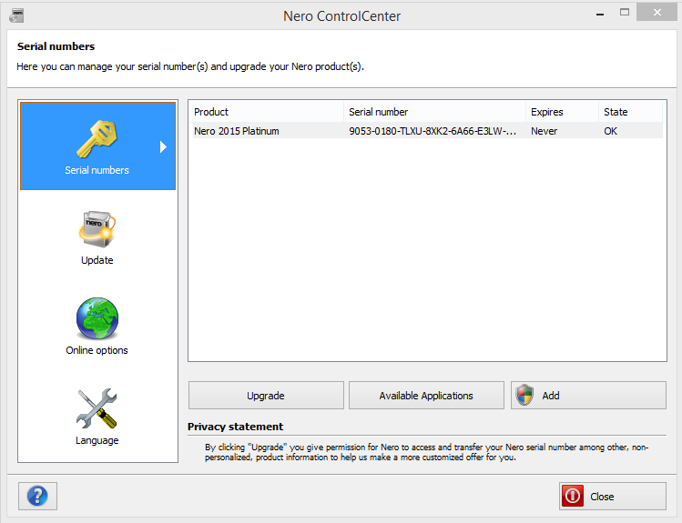 Nero Platinum License Key