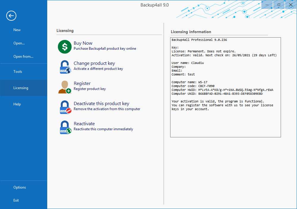 Backup4all Professional License Key
